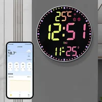 Smart Wifi Colorful LED Large Digital Wall Clock Temperature Date Week Display Dual Alarms Digital Clock 12/24h HomeDecor Remote 2