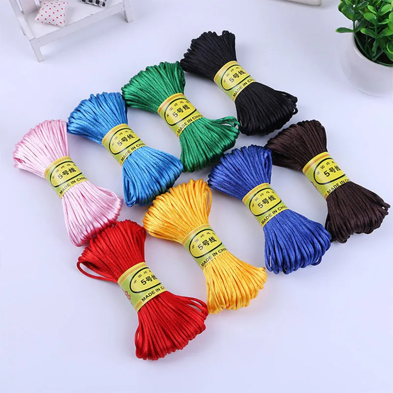 5#20m Satin Nylon Trim Cord Rattail Cord Chinese Knot 2.5mm Bracelets Thread String Necklace DIY Jewelry Making Cords Line