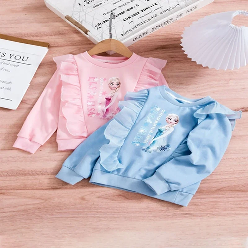 Baby Girls Cartoon Frozen Clothes Girls Long Sleeve Hoodies Sweatshirt Spring Autumn Kids Tshirts Children Tops Toddler Outfits