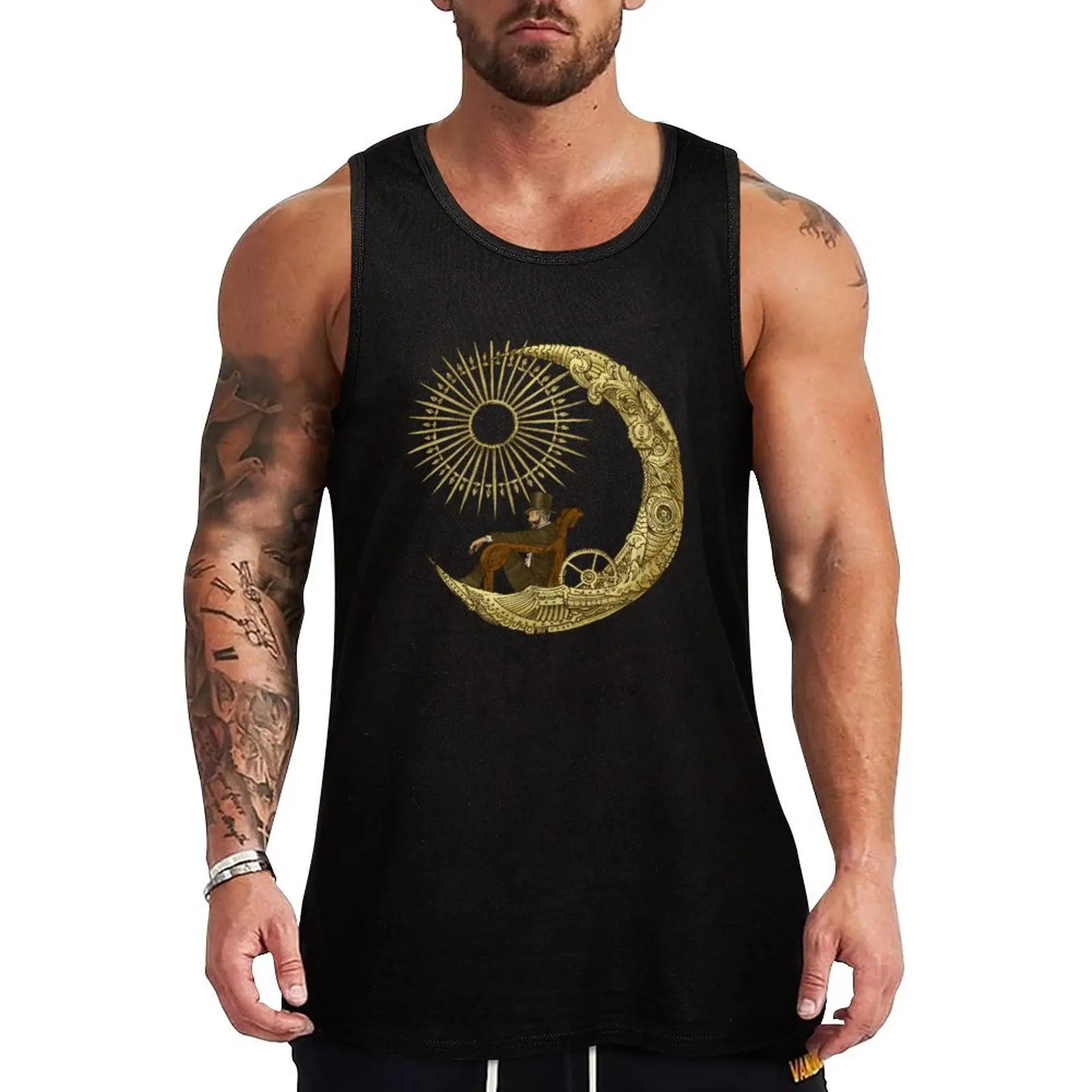 Moon Travel Tank Top men gym clothing tops