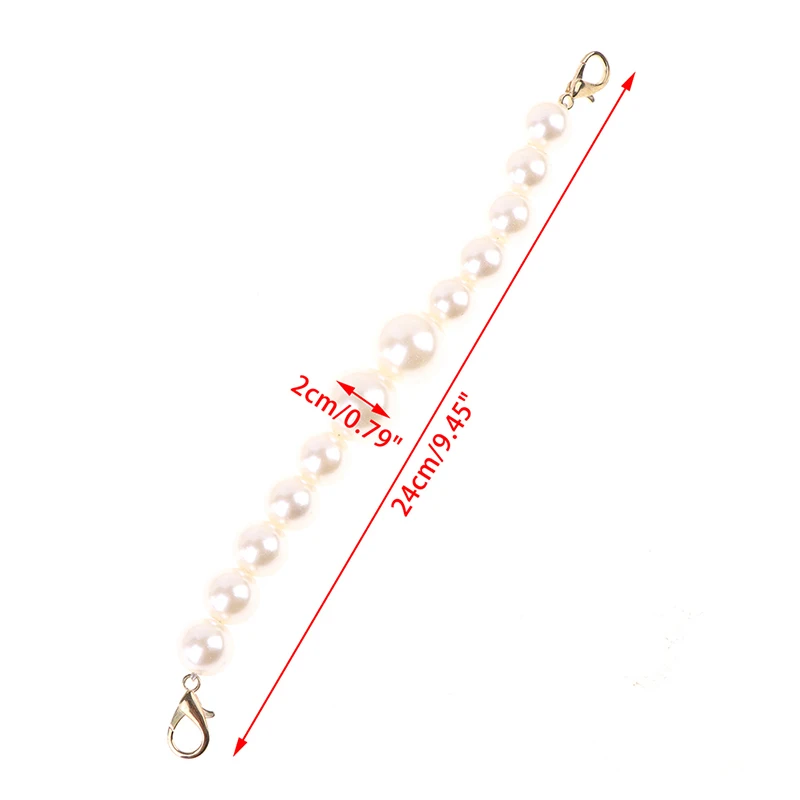 2 Pack Imitation Pearl Purse Chains – 9.45 Inch Replacement Handbag Straps, Silver Alloy With Clasps