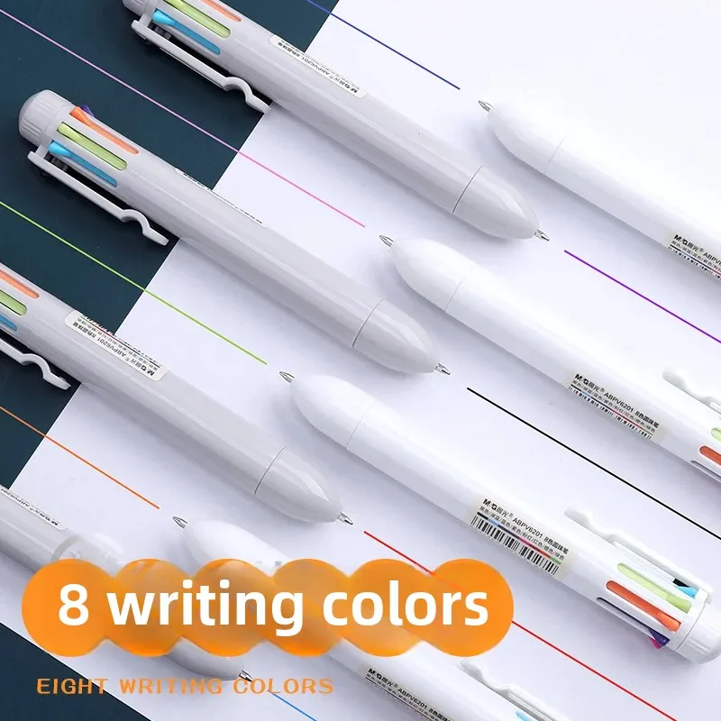 M&G 2Pcs Multicolor Pens 8-in-1 Retractable Ballpoint Pens,8 Colors Transparent Barrel Ballpoint Pen for Office School Supplies 5