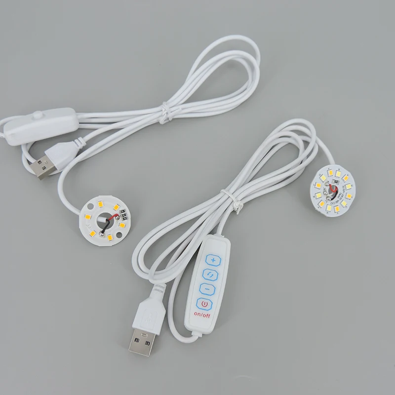 DC 5V 3W USB LED chip Lights single 3 Colors warm white Night Light Desk Book Lamp with Switch warm Dimmable power cable 1.5m P1