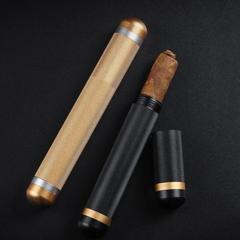 

Aluminum Alloy Material Cigar Storage Tank 22mm Single Screw Cap Style Cigarette Case Waterproof Sealing Smoking Accessories