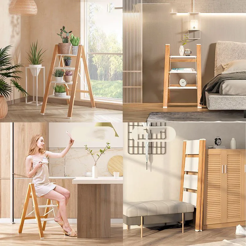 Cheap3 단계 사다리 경량 접이식 단계 의자 가정용 및 가정용 미끄럼 방지 와이드 페달이있는 스텝 사다리 보관 선반 랙