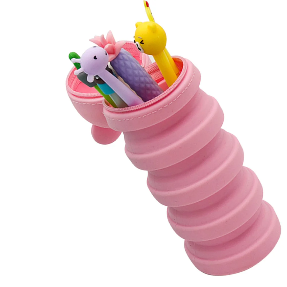 

Silicone Pen Bag Rat Shaped Pen Container Decompression Pen Holder Flexible Pencil Case Pink
