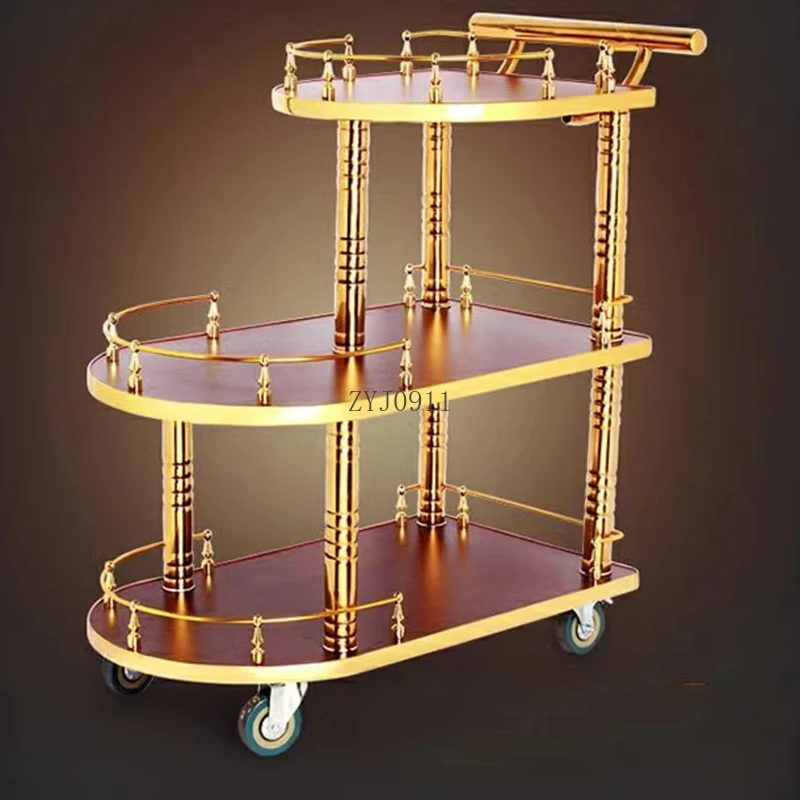 *Stainless Steel Cart Double Portable Serving Rolling Storage Carrying Dining Trolley Espejo Janitorial Bar