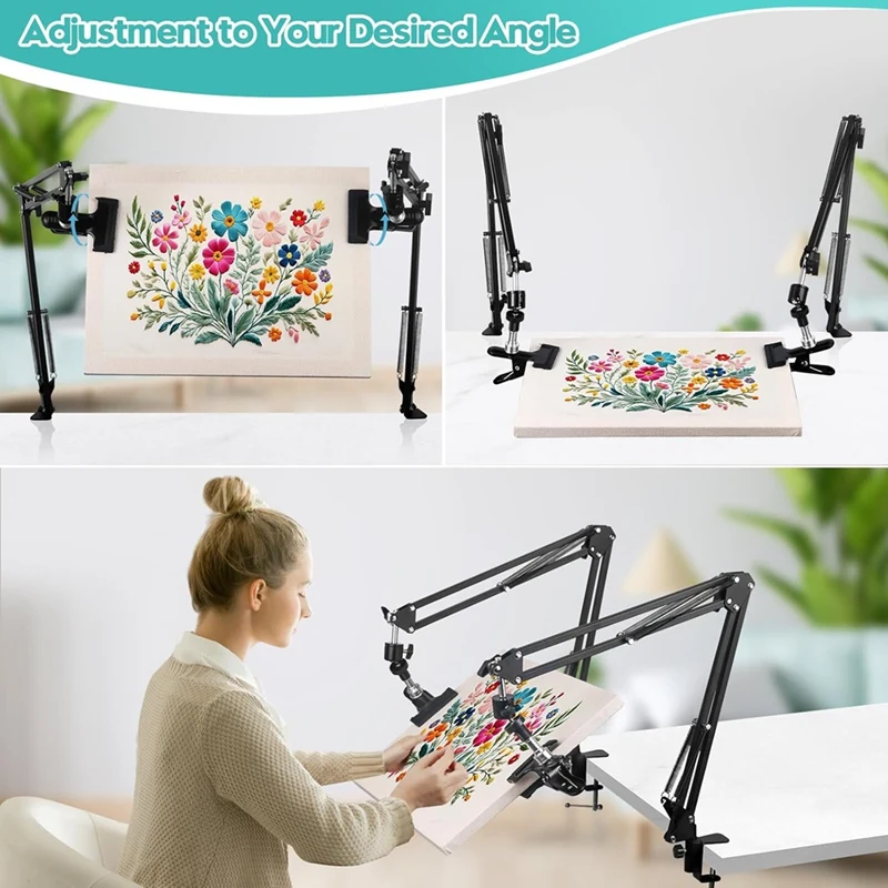 Adjustable Embroidery Hoop Holder Rotating Hoop Holder Folding Embroidery Hoop Needle Art Frame And Phone 2Pc