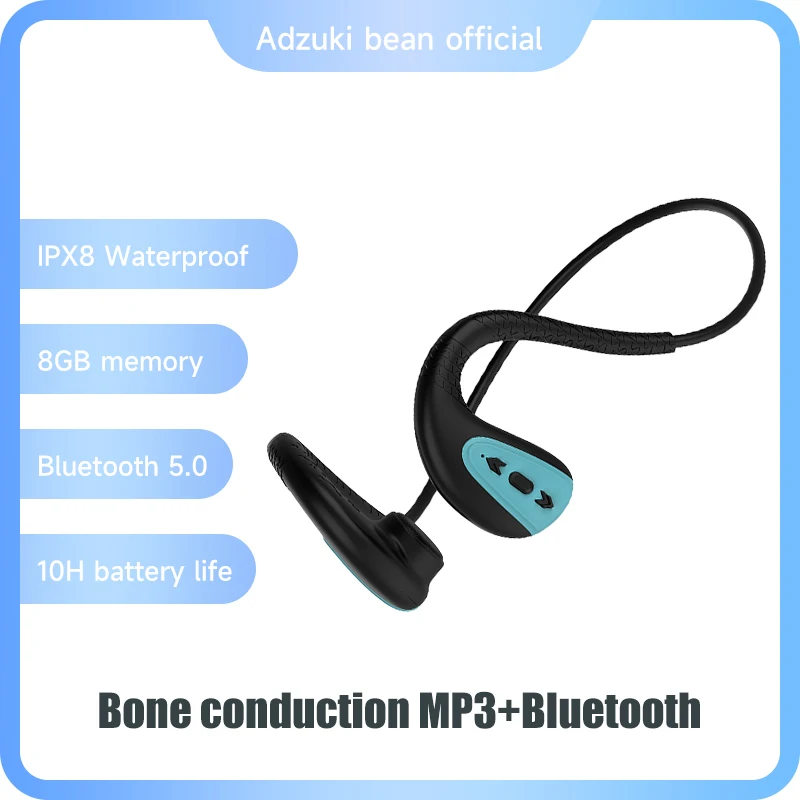 

True Bone Conduction Headphones IPX8 Waterproof for Swimming 8GB Wireless Bluetooth Earphones for Xiaomi Huawei with Microphone