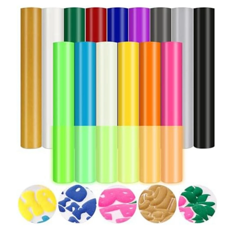 

Воздушный теплопередающий винил, 3D пузырьковый винил, включает в себя 6 листов светящегося в темноте пышного винила HTV для футболок, сделай сам