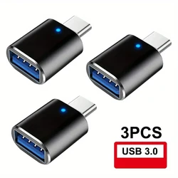 Enhanced USB - C to USB 3.0 OTG Adapter - Set of 3/5, Universal Connectivity for Devices and Storage Solutions (Black x3)