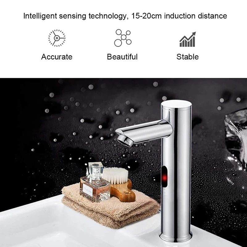 Sensor Faucet G1/2in Automatic Sensor Faucet Infrared Induction Hot and Cold Bathroom Basin Water Tap