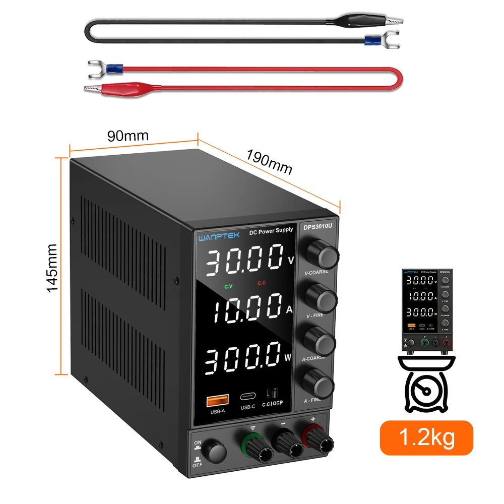 Wanptek DC 전원 공급 장치, 조정 가능한 숫자 디스플레이, 실험실 전원 공급 장치, 전압 조정기, 30V, 10A, 60V, 5A, 120V, 3A 수리 