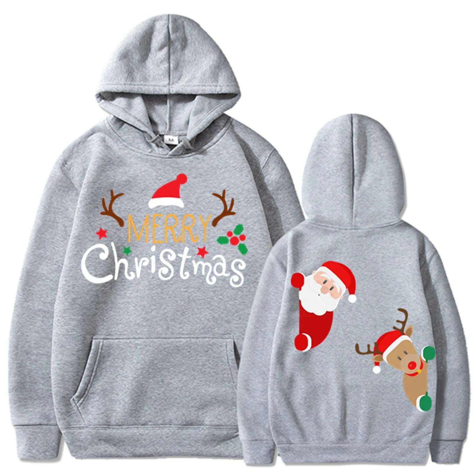 

Women's Santa Letter Print Back Wrap Collar Fleece Hoodie Loose Hoodie Design With Womens Oversized Sweatshirts And Hoodies