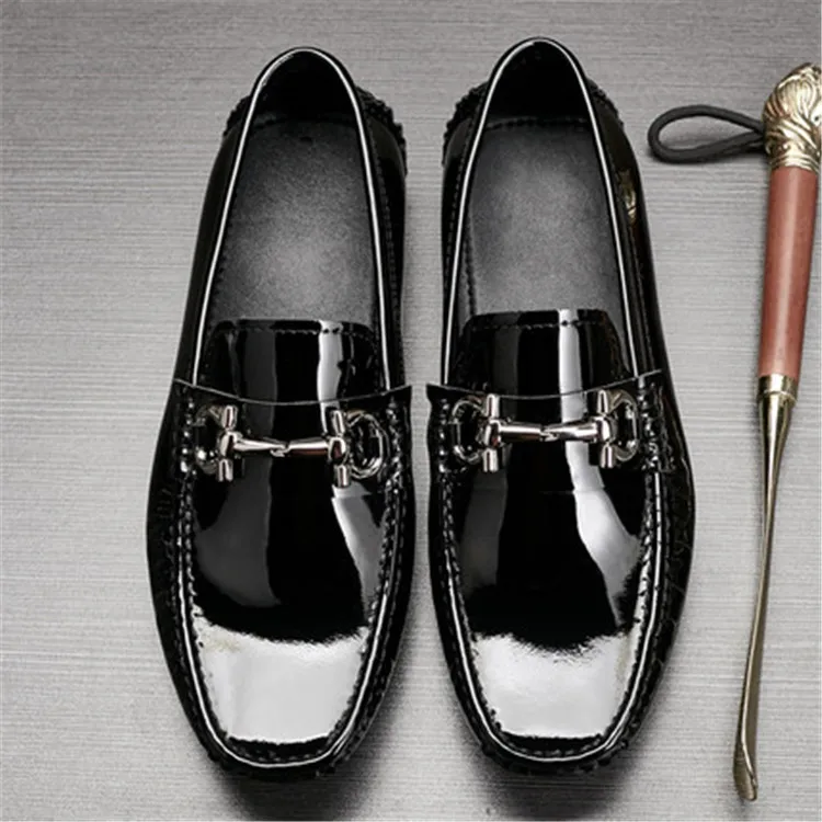 really leather Men's leisure Shoes new version casual fashion patent leather driving shoes genuine leather shoes