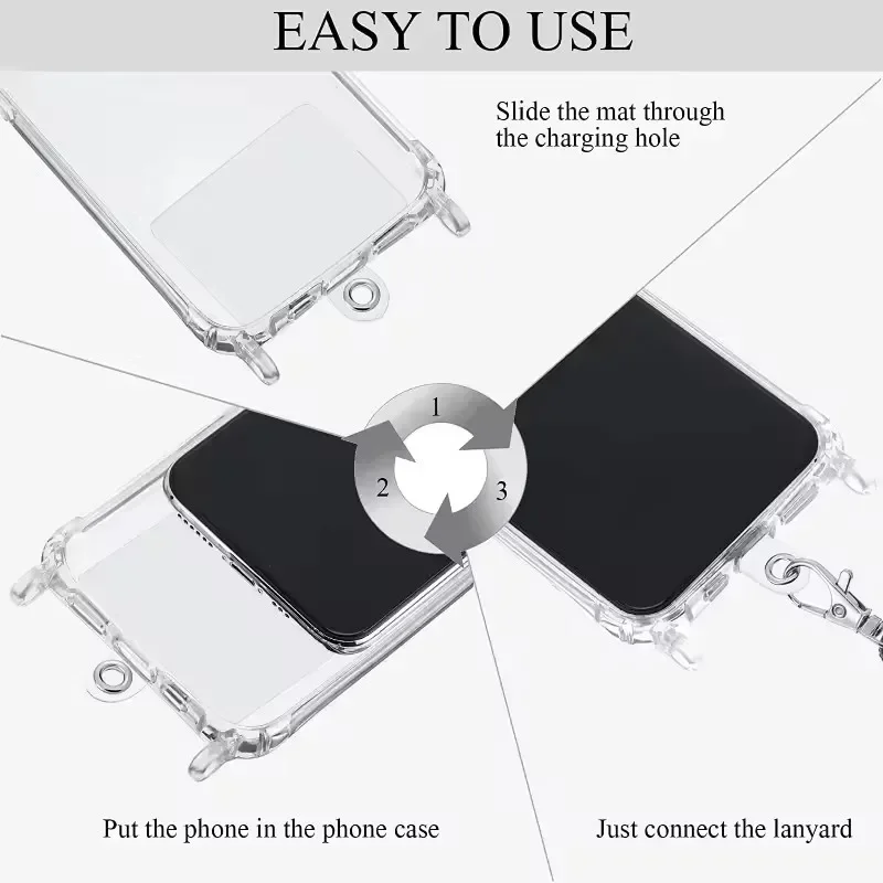 Universal Phone Tether Tab with Lanyard Connection - Durable Plastic Patch for Crossbody Straps and Accessories