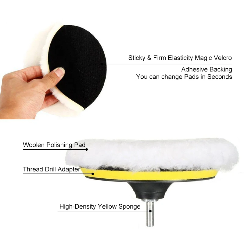 3/4/5/6/7in Car Polishing Disc 8Pcs Self-Adhesive Waxing Sponge Wool Car Detailing Polishing Sponge