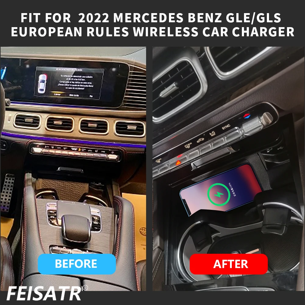 For Mercedes Benz GLE/GLS 2022 Wireless Charger Smart Fast Charging Pad Anti-Slip Mobile Phone Charger Holder Accessories detail image 5