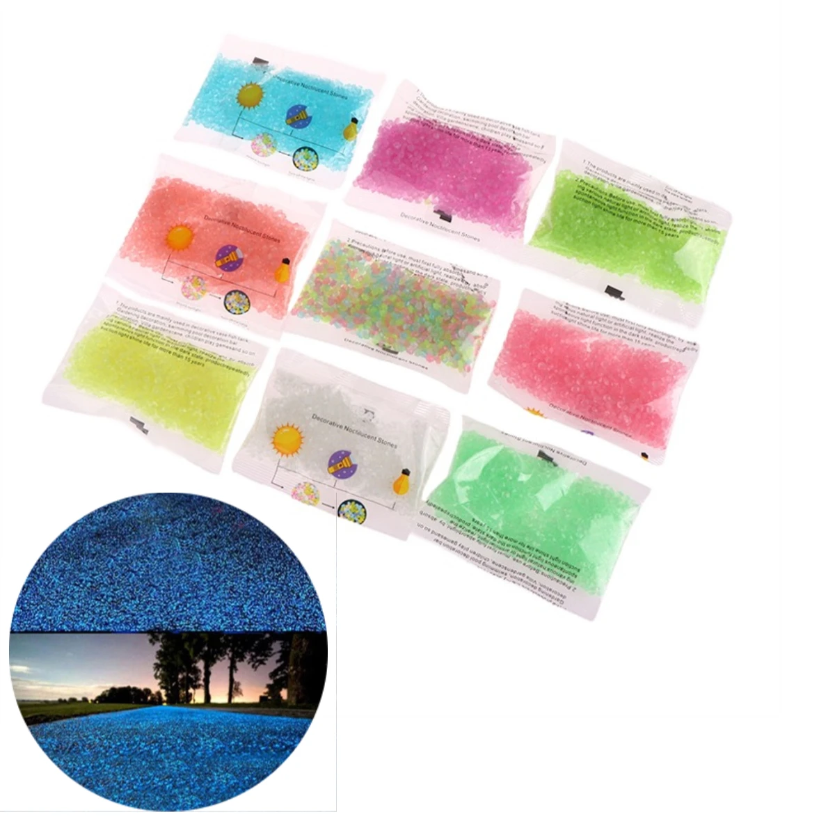 3-5mm Luminous Sand Glow In Dark Pebbles Stone Home Garden Outdoor Path Lawn Decoration Fish Tank Aquarium Decor 1000pcs luminous sand decorative stones