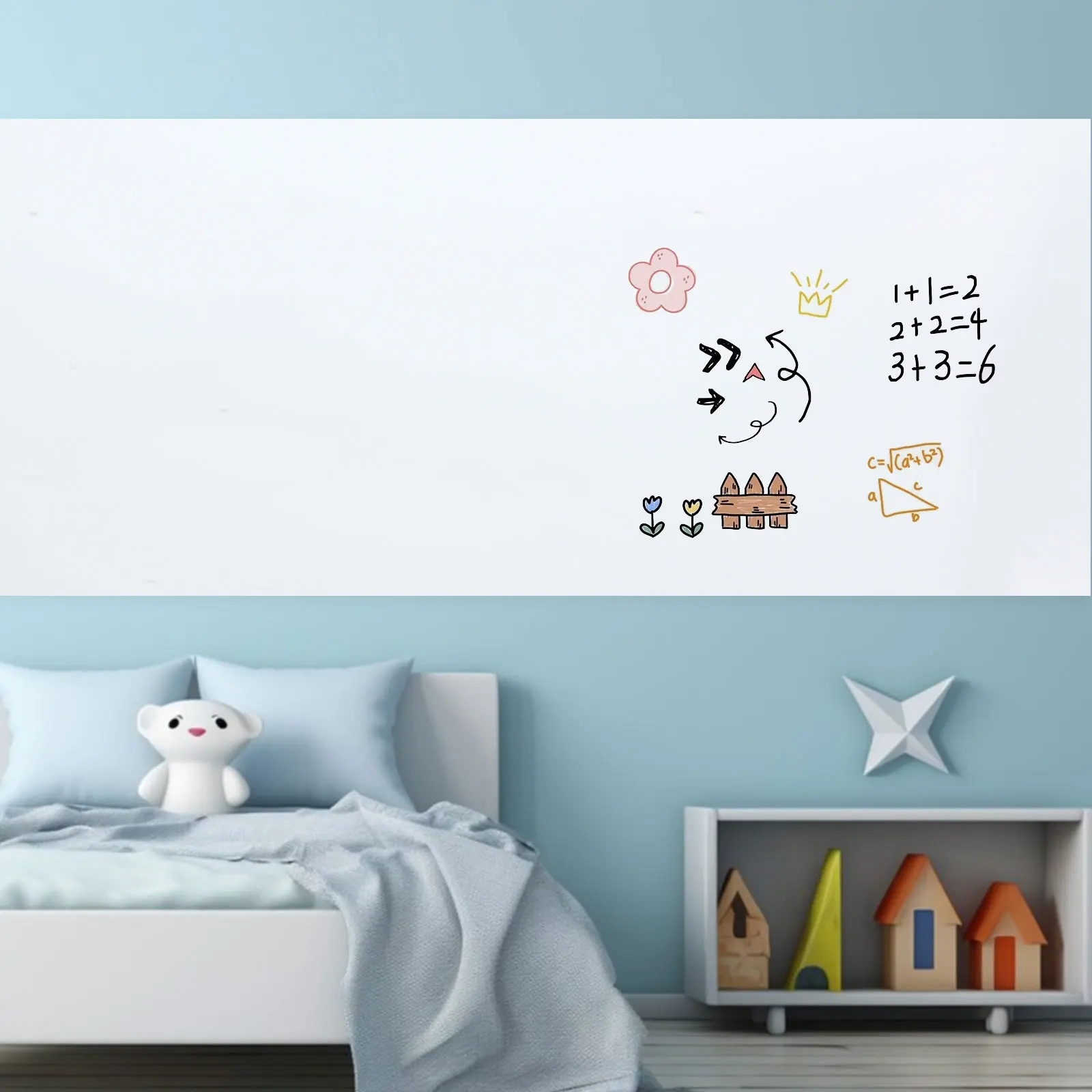 건식 지우기 보드 벽 스티커-프리미엄 정적 접착, 벽에 손상 없음, 청소 및 재사용 용이-가정, 학교 및 학교에 적합