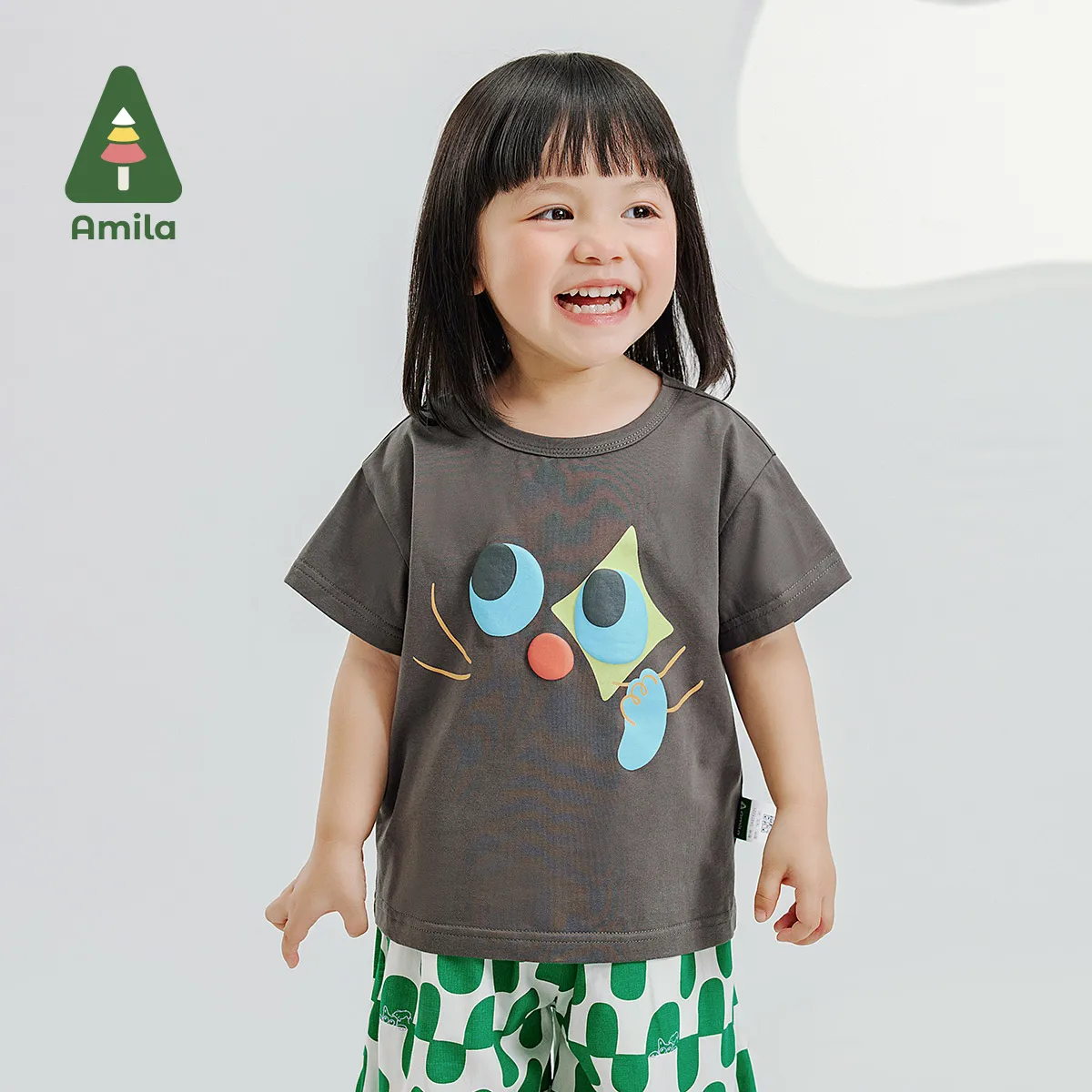 

Amila 2024 Summer New Children's Short-Sleeved Boys and Girls Cartoon Printed Stylish Breathable Skin-Friendly Cotton Top