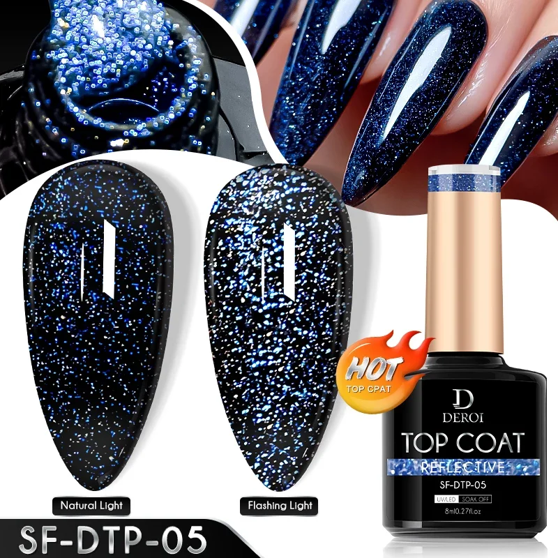 Hot Glitter No Wipe Top Coat for Nail Art Soak Off Nail Polish Top Coat Glue UV LED Gel Accessories Varnish Matte Topcoat 8ml