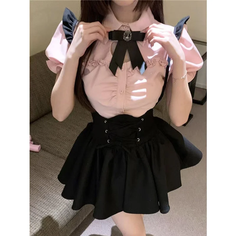 

Japanese Kawaii High Waist Mini Suspender Skirt Y2k Aesthetic Sweet Women Solid Streetwear Gothic Jk Sai Previous Maintainer