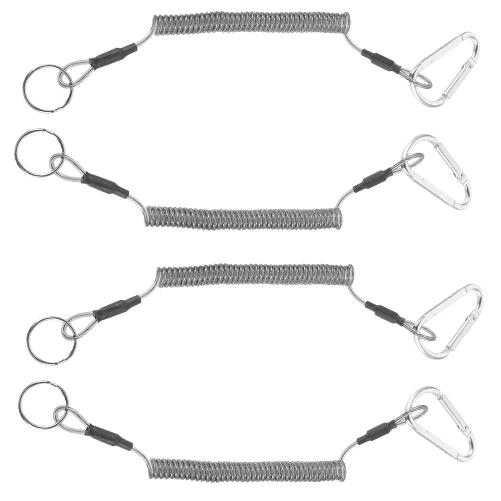 

4 Pcs Fishing Miss Rope Tool Lanyards for Hand Tools Gear Heavy Duty Coiled Protective Spring Safety D-shaped Buckle Portable