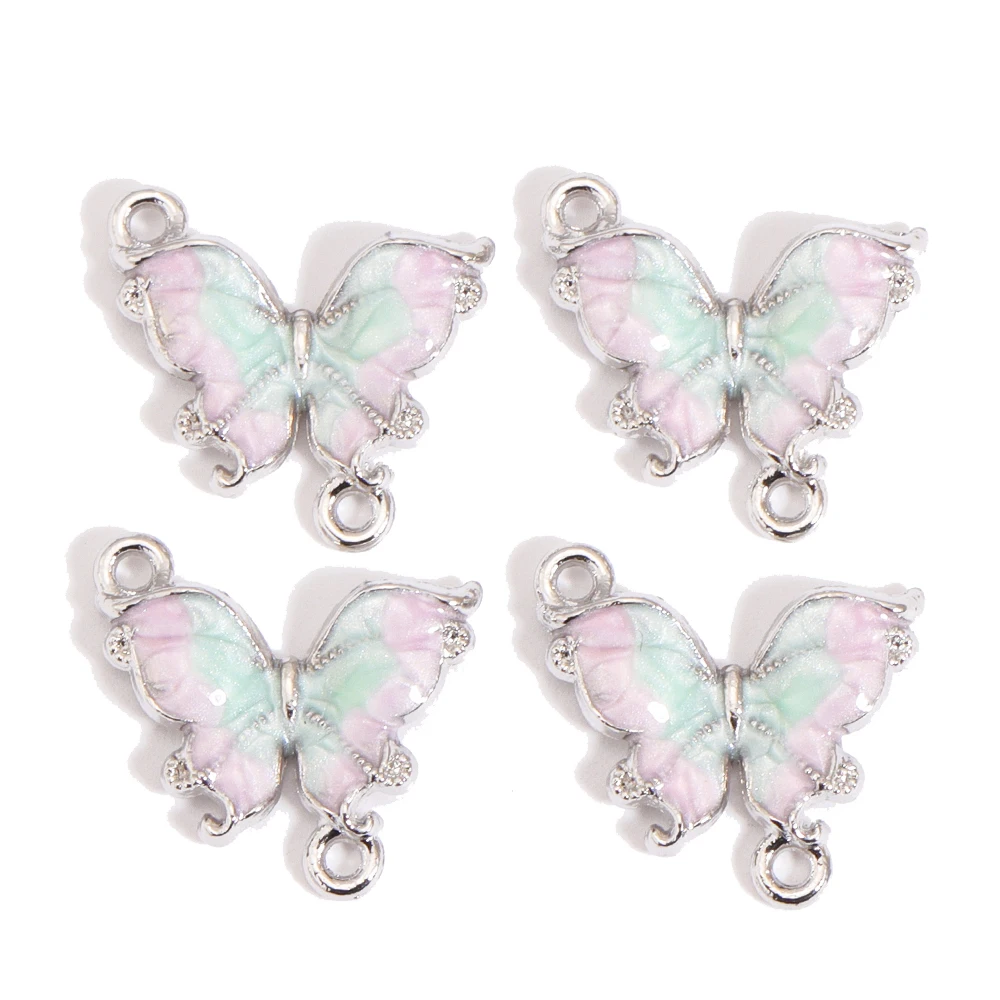 Gemischt 10 Stück bunte Emaille Farbverlauf Schmetterling Legierung Anhänger Stecker DIY Halskette Armband für Schmuckherstellung Zubehör – Detail 14