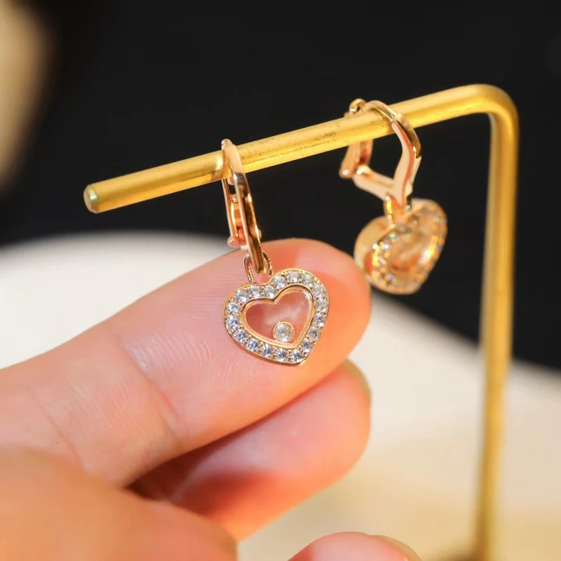 

Noble and elegant heart-shaped rimmed zircon earrings Original high-quality logo Fashion women's holiday party gift
