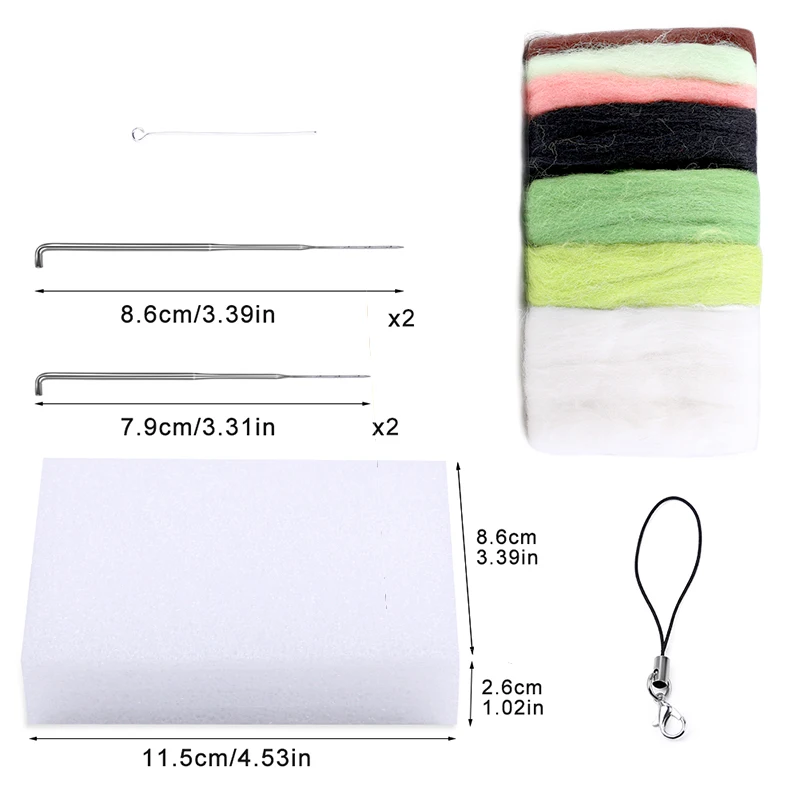 Fenrry Non-Finished Felt Kit Cute Animal Collection Panda Doll Wool Felt Poked DIY Felting Materials Needle Felting Starter Kit