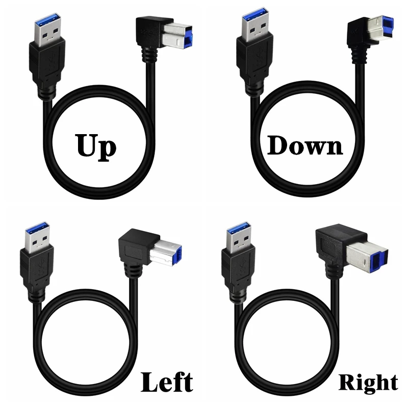 Super Velocidade Usb 3.0 Cabo Usb-a Macho para Usb-b 3.0 Macho 90 Graus Angeld tipo b Cabo Substituição Usb3.0 Dados Transferência Cabo Cabo