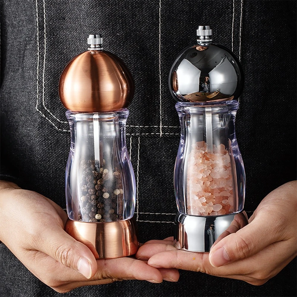 Rose Gold Pepper Grinder Black Pepper Transparent Acrylic Visible Grinder Rose Sea Salt Bottle