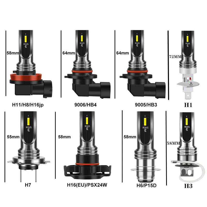 2Pcs H7 H11 H8 H4 Turbo LED Car Headlight Bulbs 3000K 6000K PSX24W 9005 HB3 9006 HB4 H10 Auto Lights Automobile Driving Fog Lamp images - 6