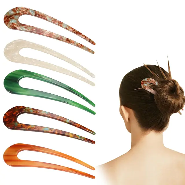 U-shaped Female Hairpin Fashionable Mineral Patterned Meatballs Hairpin Elegant Vintage Chinese Style Women's Hair Accessories 1
