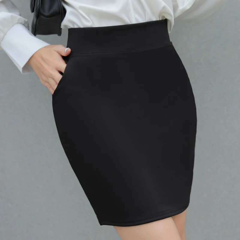 

Sutimine Office Lady Mini Business Black Skirt with Pocket and Shorts Skirts for Women