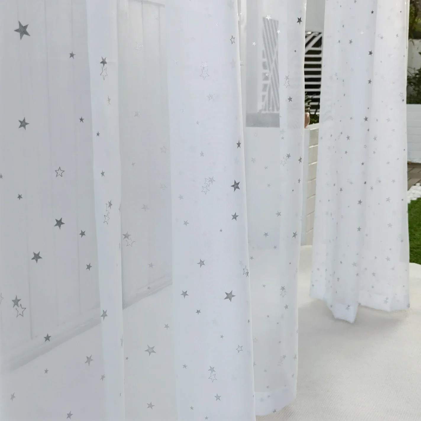 Shining Stars Curtain Baby Room Cartoon Sheer Fabric Transparent Kitchen Small Window Drape Treatment Cortinas T&234#30