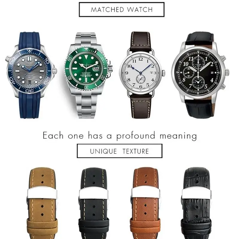 SCHIK 20mm 21mm 22mm Leather Watch Strap Black Brown Watch Bands For Rolex For Omega Seamaster 300 For Hamilton For Seiko For