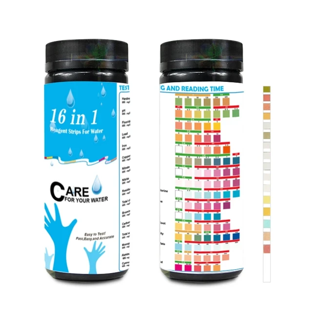 100Db 16 In-In-Inni Ivóvíz Tesztcsík Ph-Papír Az Akváriumi Haltankokhoz Medence Vízteszt Csík Keménység Vas Réz Ólom-Nitrát
