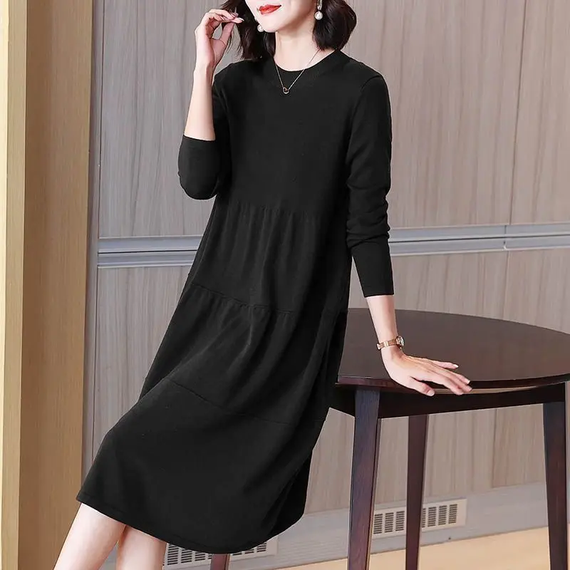 Frühling Herbst Mittleren Alters Mutter Pullover Kleid Stricken Woolen Pullover Jumper Neue Lose Strickwaren Warme Woolen Pull Frau Kleidung – Detail 4