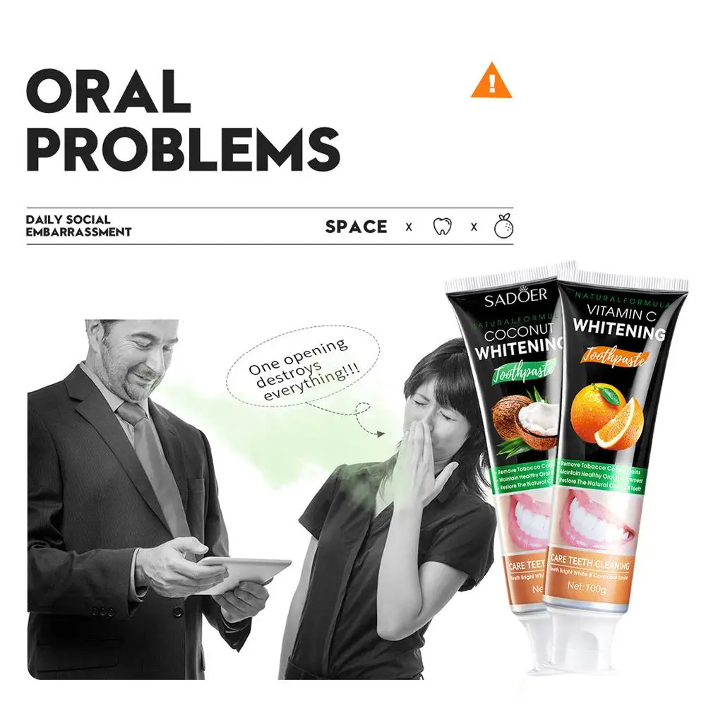 

Vitamin C Toothpaste Coconut Oil Toothpaste Deep Clean Mint Treatment Teeth Breath Flavor Stains Anti-inflammatory Whitenin E9G0