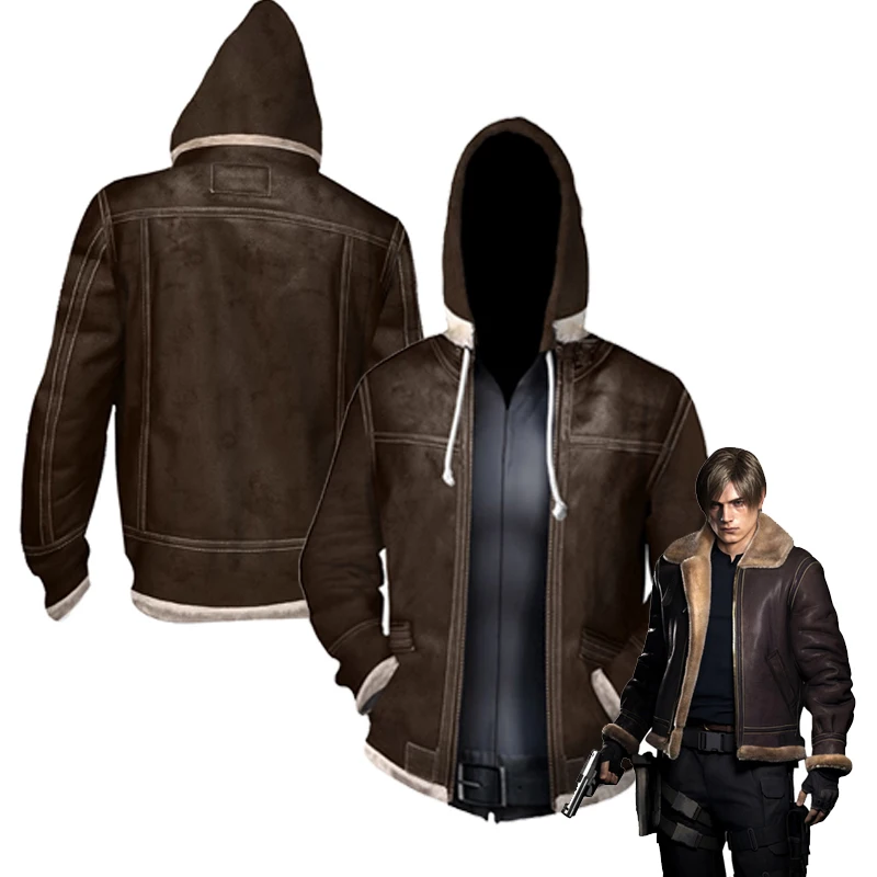 

Leon S.Kennedy Cosplay Costume Resident 4 Hoodie 3D Printed Hooded Outfits Fashion Oversize Adult Casual Streetwear Pullover