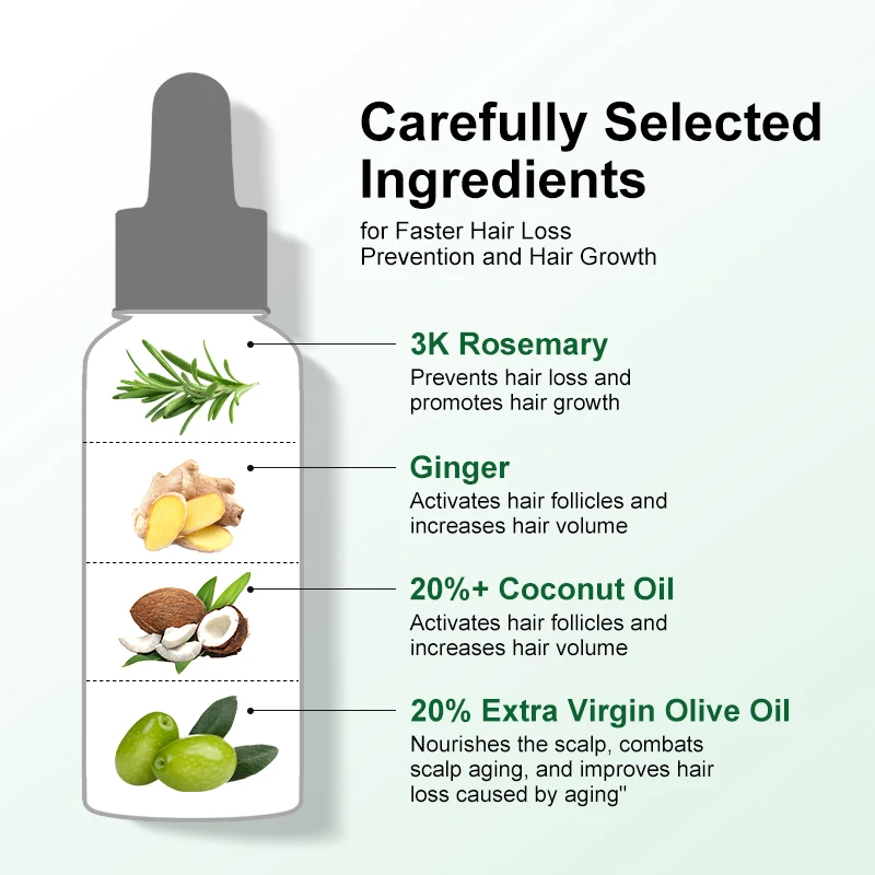 PURC Rosemary Oil for Hair Growth Men Women Scalp Treatment Anti Hair Loss Essential Fast Grow Oil Care Beauty Health 50ml,hair growth serum,hair growth spray,hair care oil,hair growth cream,hair growth shampoo set