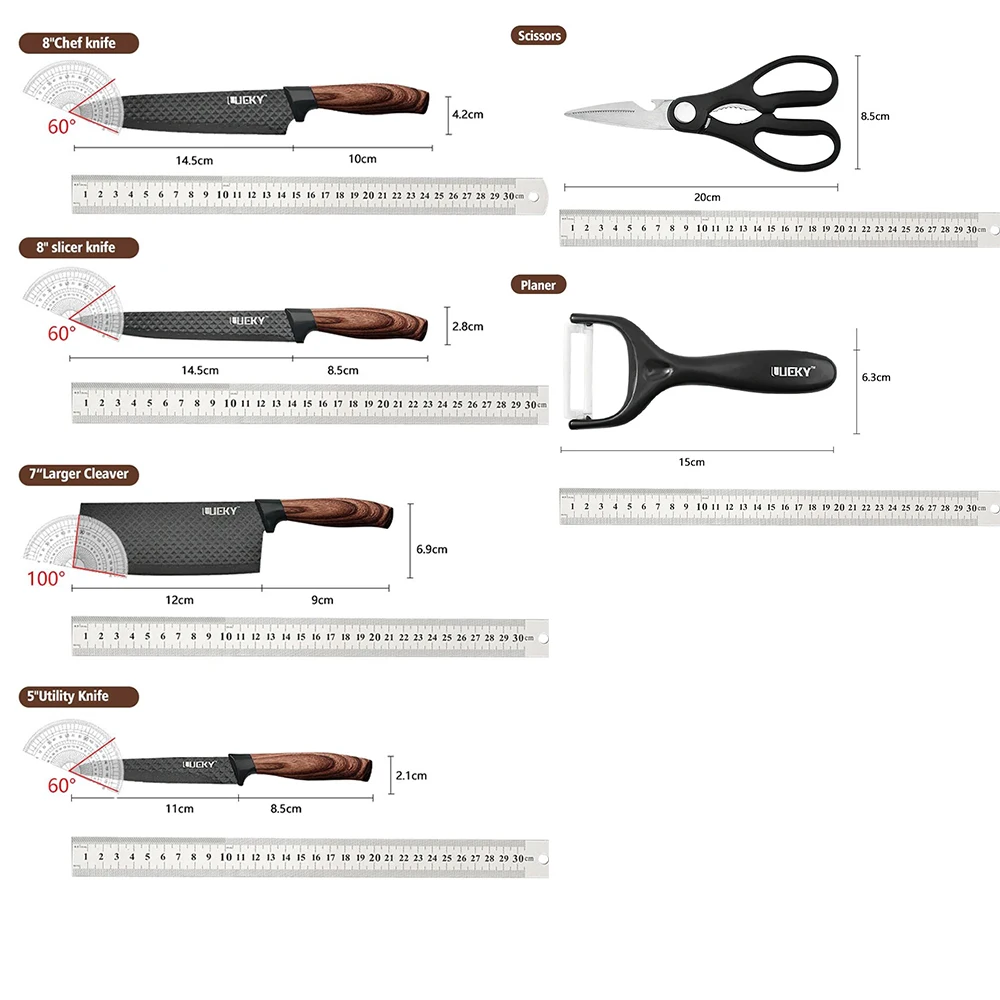 Gift case kitchen knife set stainless steel forged chef knife scissors ceramic peeler carving paring cleaver kitchen tools kitchen knives fruit vegetable peeler