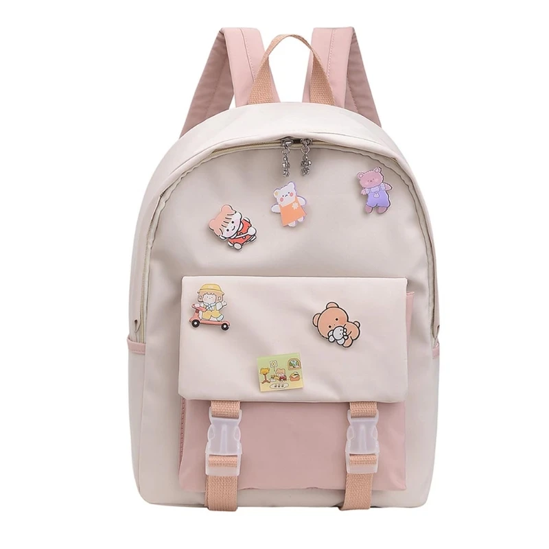 Lovely Backpack Rucksack Teenage Girls School Bag Student Daypack Female Book Bags Multifunctional Schoolbag Badge