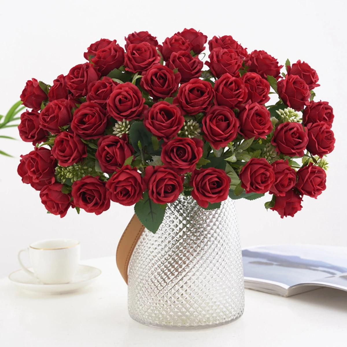 Künstliche Blumen, Zehnköpfiges Seidenrosen-Bündel, Scrapbook, Valentinstag, Hochzeit, Garten, Zimmer, Haus, Vase, Tischdekoration, DIY-Geschenke