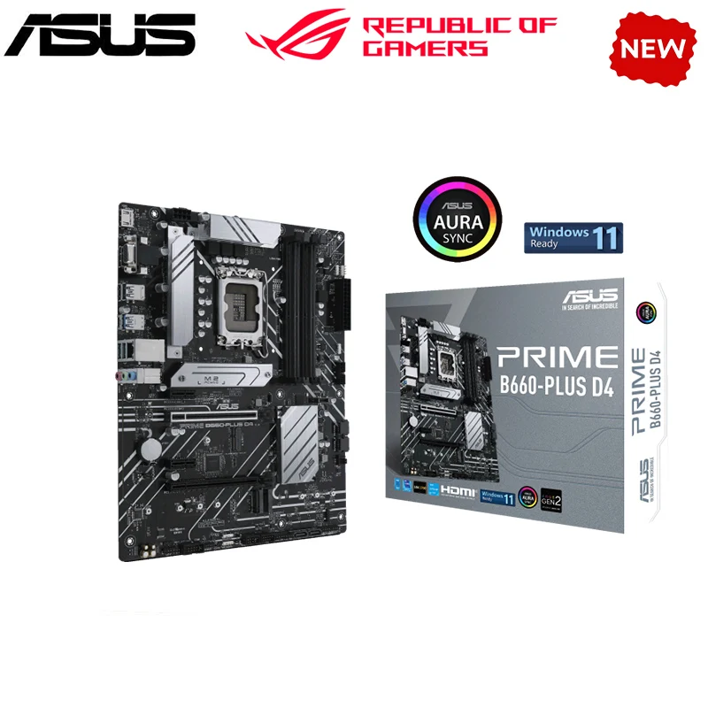 Новая материнская плата B660 для ASUS PRIME B660-PLUS D4 LGA 1700 DDR4 B660 поддерживает процессор i5 10400f i3 12100f 12400f
