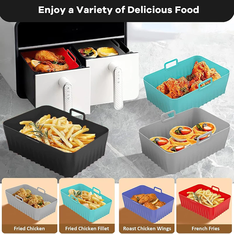 Silicone Air Fryer Accessories Set with Basket, Racks, and Oil Spray