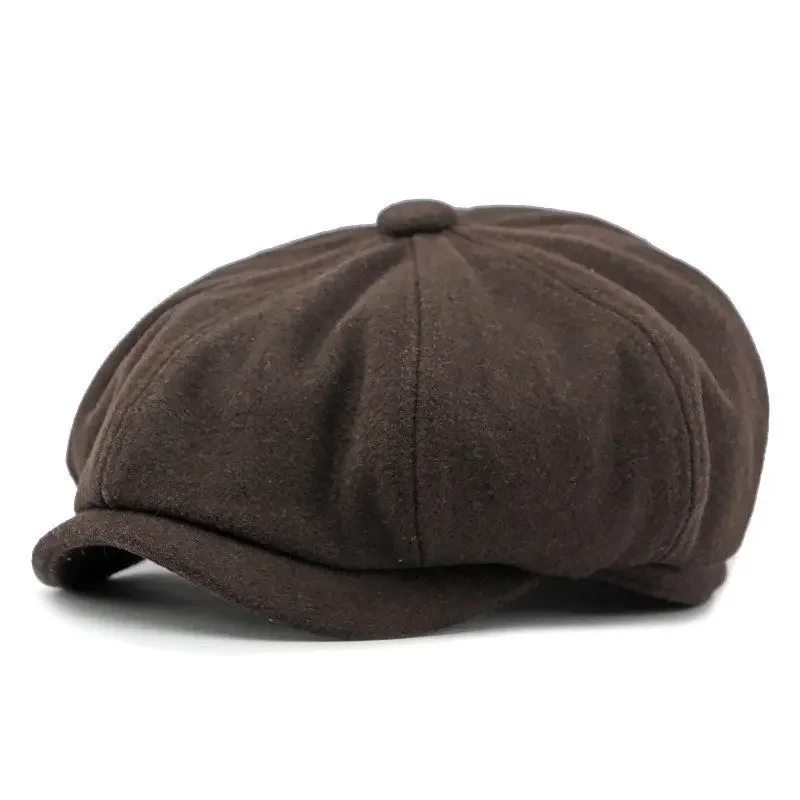 Autumn and Winter Polyester Solid Newsboy Caps Flat Peaked Cap Men and Women 163 newsboy cap newsboy hat