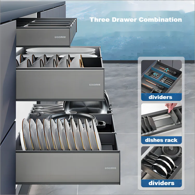 Goldmine 3 Tier Pull Out Cabinet Organizer Kitchen Cabinet Pull Out Basket Pullout Kitchen Aluminium Basket
